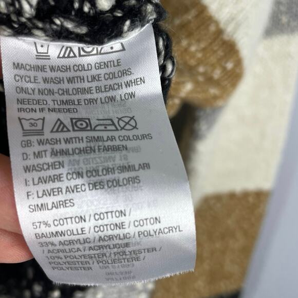 GILI, Size 1X, White, Gray & Tan Chunky Knit Sweater, Turtleneck, Relaxed Fit - Picture 3 of 6